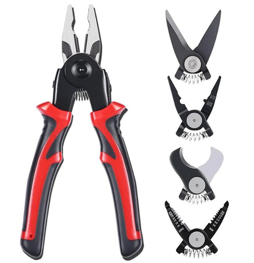 5 Pieces Plier Tool Set - Quick Change Pliers Head Set with Wire Pliers, Scissors, Cable Cutter, Wire Stripper, Crimping Pliers for Home Use - Gear Elevation