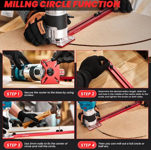 4 in 1 Router Milling Groove Bracket - Adjustable Router Jig Tool for Woodworking - Gear Elevation
