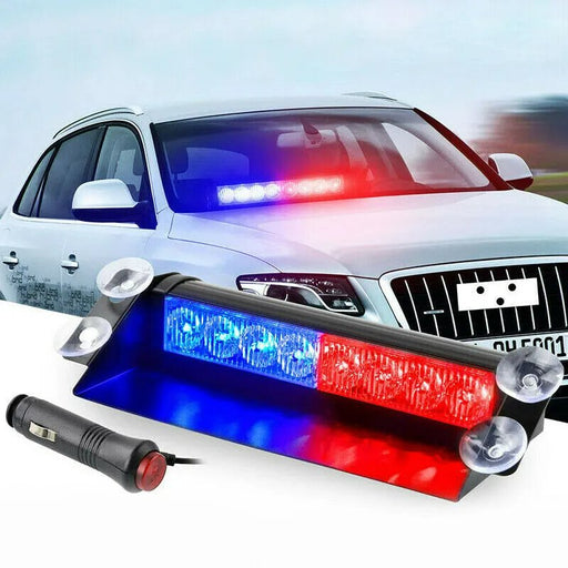 8 LED Police Lights Strobe Light For Car 12V Emergency Signal - Dashboard Interior Roof Windshield Safe Caution Hazard Light with Suction Cups - Gear Elevation