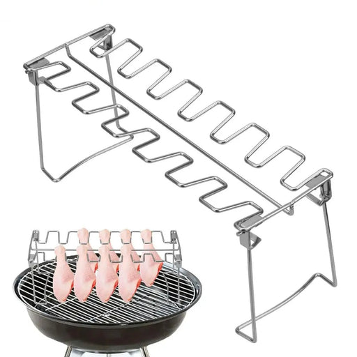 Chicken Leg Barbecue Rack - Premium Stainless Steel Chicken Drumstick Rack with Drip Tray - Gear Elevation