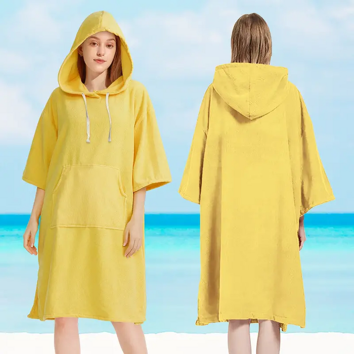 Surf Swimming Poncho Changing Robe - Quick Dry Solid Microfiber Unisex Hooded Towel