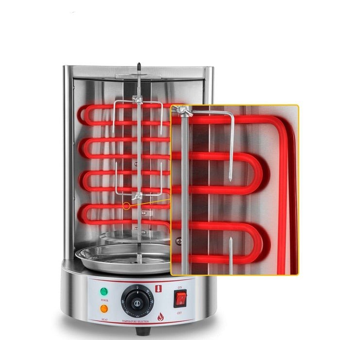 Electric Vertical Broiler Gyro Grill Shawarma Machine - Kebab Machine Stainless Steel for Rotisserie Restaurant, Home & Kitchen - Gear Elevation