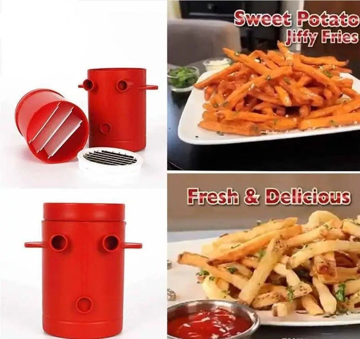 French Fry Potato Cutter - 2 in 1 Instant Red French Fries Maker Cutter for Home Kitchen - Gear Elevation