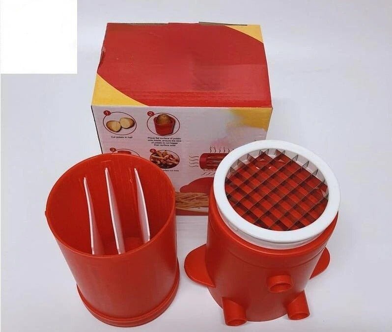 French Fry Potato Cutter - 2 in 1 Instant Red French Fries Maker Cutter for Home Kitchen - Gear Elevation