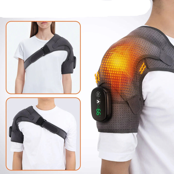 Heated Shoulder Wrap with Vibration - Cordless Shoulder Heating Pad for Men and Women - Gear Elevation