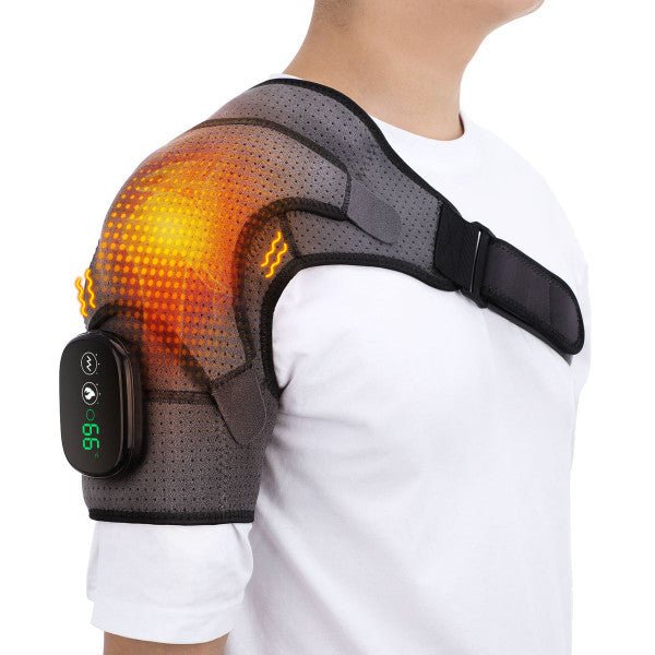 Heated Shoulder Wrap with Vibration - Cordless Shoulder Heating Pad for Men and Women - Gear Elevation