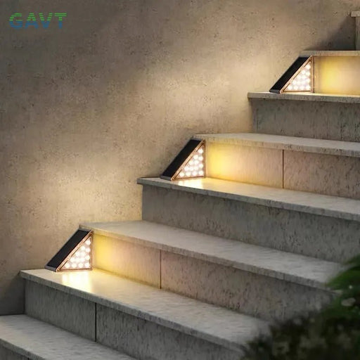 LED Solar Stair Outdoor Light - Triangle Solar Deck Light for Garden, Patio, Yard, Porch and Front Door - Gear Elevation