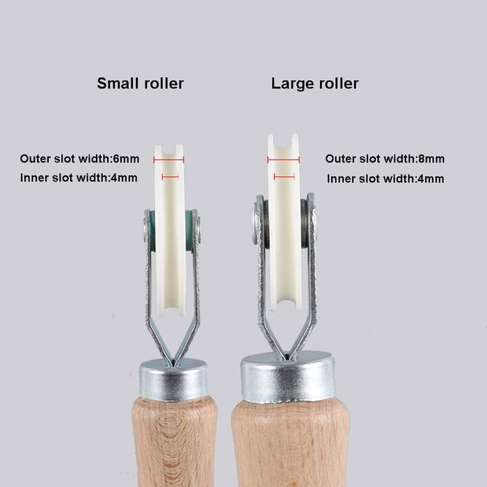 Led Strip Channel Roller Tool - U-Groove Wheels with Wooden Handle Quick Installation Tool for LED Strip - Gear Elevation