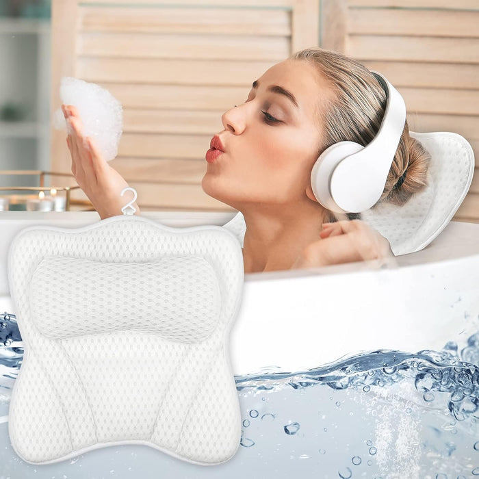 Non-slip Bath Pillow - Ergonomic Spa Pillow with Air Mesh Technology Support Function - Gear Elevation