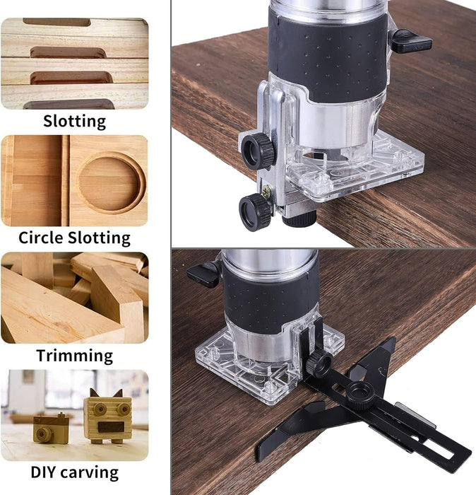 Router Tool - Handheld Wood Trimmer for Slotting, Trimming, and Carving - Gear Elevation