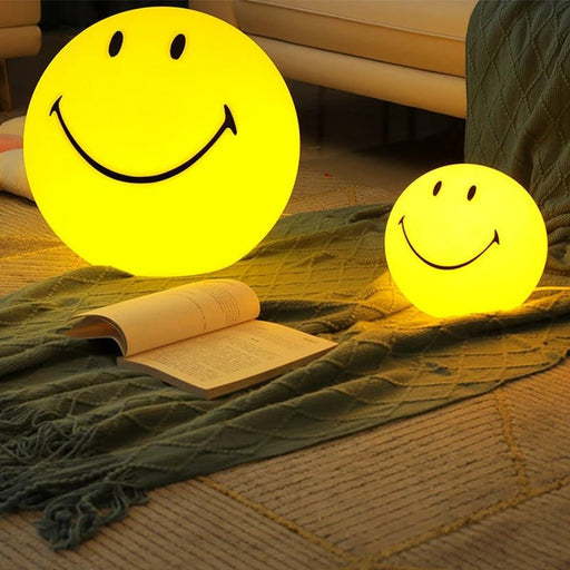 Smile Face Night Lamp - Rechargeable Bedside Round LED Night Lamp with Touch Switch for Table - Gear Elevation