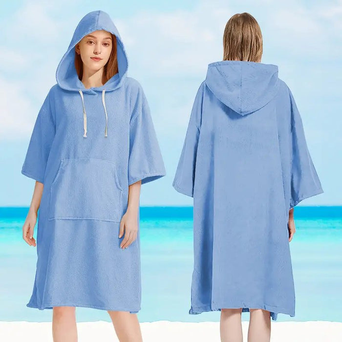 Surf Swimming Poncho Changing Robe - Quick Dry Solid Microfiber Unisex Hooded Towel - Gear Elevation