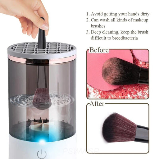 3 In 1 Makeup Brush Cleaner - Automatic Cosmetic Brush Cleaning Machine with Spinning Brush Clean Mat - USB Charging, Fits All Sizes - Gear Elevation