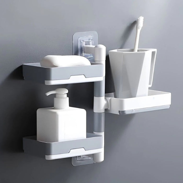 3 Layer Soap Holder - Wall Mounted Shampoo Bar Holder for Shower, Bathroom, Tub and Kitchen Sink - Gear Elevation