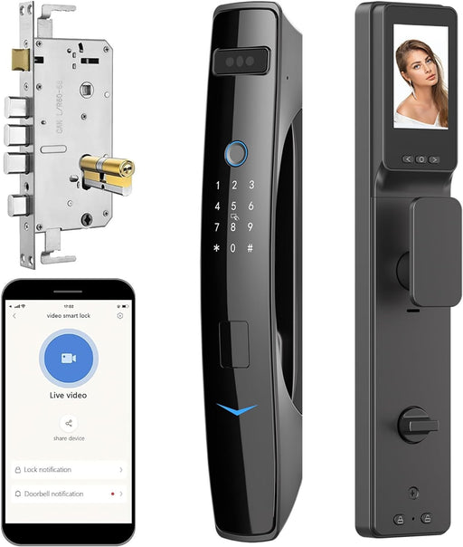 3D Face Smart Door Lock Security Camera - Smart Door Lock Security WIFI Smart Mortise Lock Kit - Gear Elevation