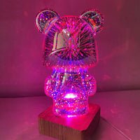 3D Fireworks Bear Lamp - LED Desk Lamp for Kids Room, Home, Office, Nursery - Gear Elevation