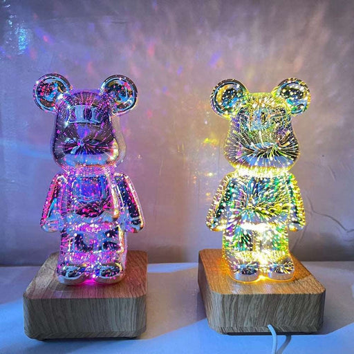 3D Fireworks Bear Lamp - LED Desk Lamp for Kids Room, Home, Office, Nursery - Gear Elevation