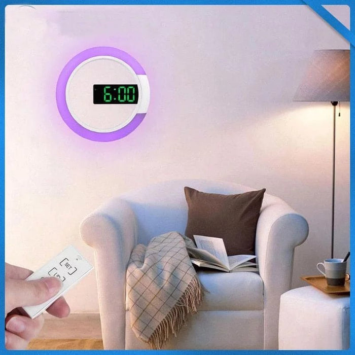 3D LED Mirror Digital Mirror Wall Clock - USB Power Remote Control Digital Wall Clock - Gear Elevation