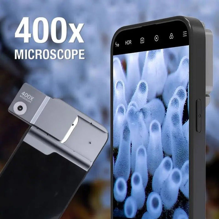 400X Phone Microscope with Light Case - Phone Cover Built-in Light Lenses Tip Scope - Gear Elevation