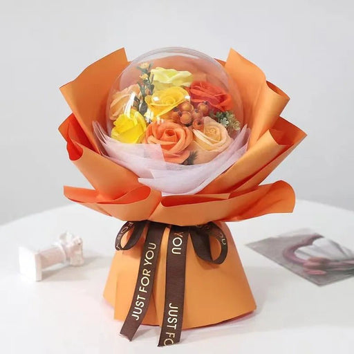 Acrylic Bobo Ball with Artificial Rose - Flower Bouquet Birthday for Valentine's, Birthday and Teacher's Day Gift - Gear Elevation