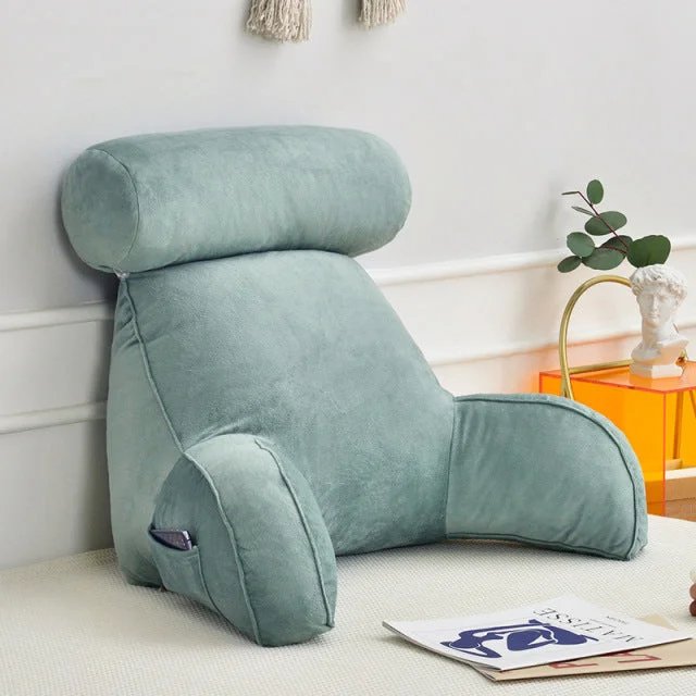 Backrest Pillow With Arms & Adjustable Headrest - Back Cushion With Detachable Neck Pillow Bed Reading Rest Backrest Chair Car Seat Sofa Waist Pad - Gear Elevation