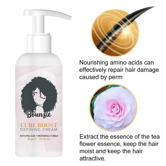 Bounzie Curl Boost Defining Cream - Booster Cream Instant Effect Drying Frizz Control Hair Style Setting Cream - Gear Elevation