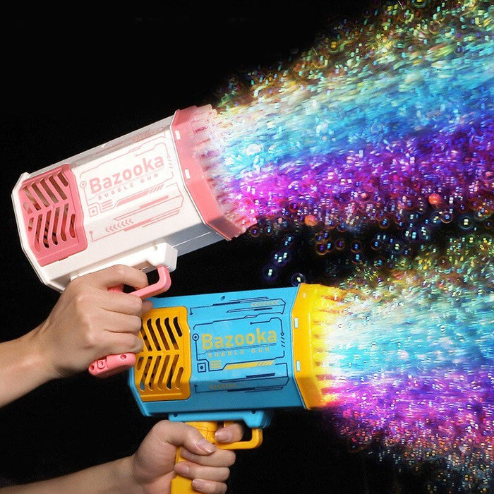 Bubble Bazooka Gun Rocket with 69 Holes, Soap Bubbles Machine Gun, Automatic Blower With Light, Toys For Kids Children Boys Girls - Gear Elevation