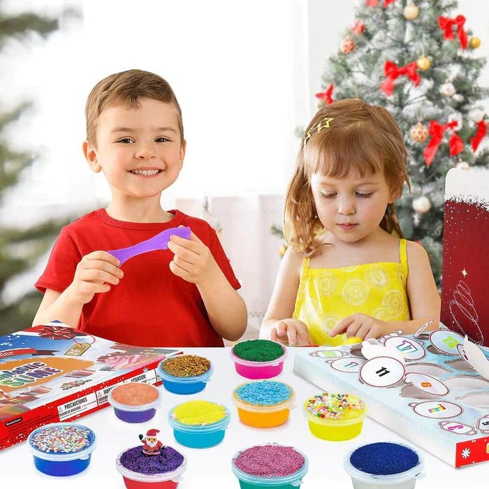 Christmas Advent Calendar 24 Days Crystal Mud Blind Box - Christmas Countdown Toy for Children - Gear Elevation