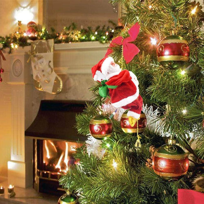 Climbing Santa Claus Christmas Ornament - Climbing Santa with Light Music Indoor and Outdoor Christmas Decor - Gear Elevation