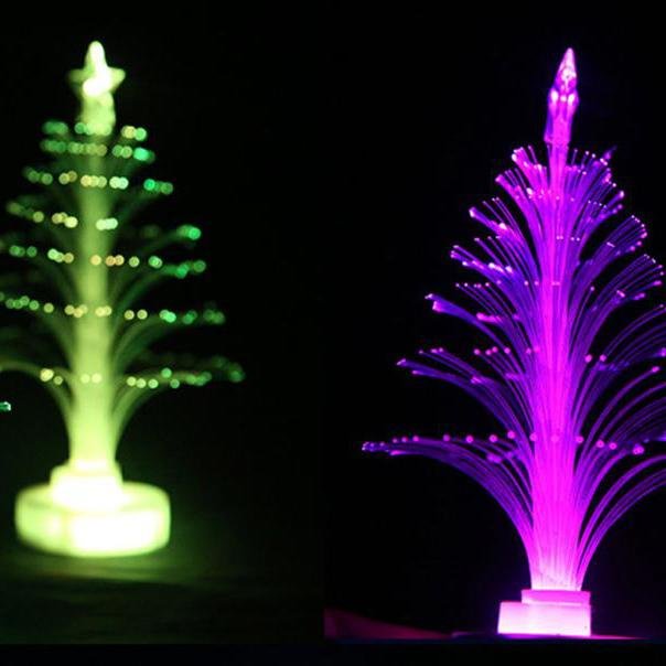Color Changing Mini Xmas Tree - New Colored Fiber Optic LED Light-up Mini Christmas Tree - Gear Elevation