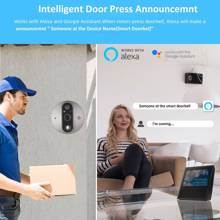 Digital Door Viewer - 1080P WiFi DoorBell Eye Peephole Camera with Monitor 4.3 Inch LCD Screen Motion Detection - Gear Elevation