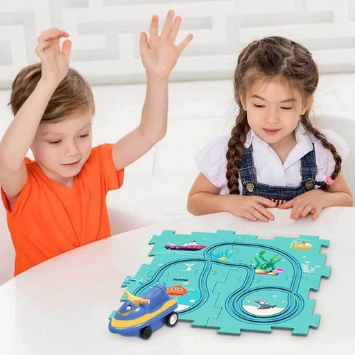 DIY Toys Children Rail Car - DIY Assemble Jigsaw Flexible Railway Track Parent-child Interaction Toy - Gear Elevation