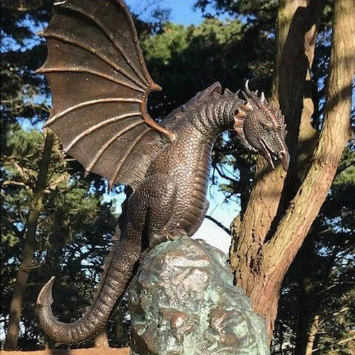 Dragon's Lair Creations - Precision Casting Fire-breathing Dragon Sculpture Waterscape Resin Fountain - Gear Elevation