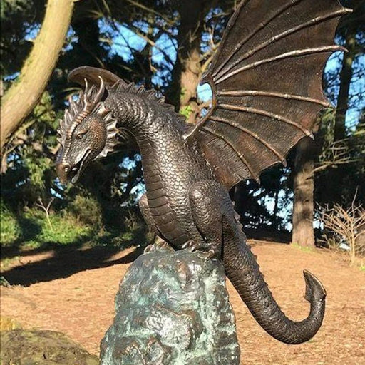 Dragon's Lair Creations - Precision Casting Fire-breathing Dragon Sculpture Waterscape Resin Fountain - Gear Elevation