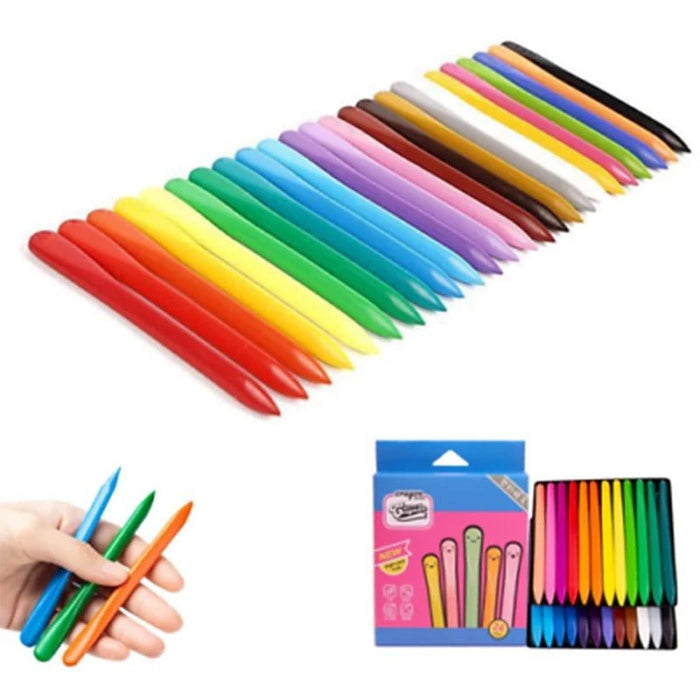 Durable Anti-Roll & Non-Sticky Triangle Crayon Set - Colorful Non-toxic Paint Wax Triangle Stick Crayons For Children Kids Toddler Kindergarten - Gear Elevation
