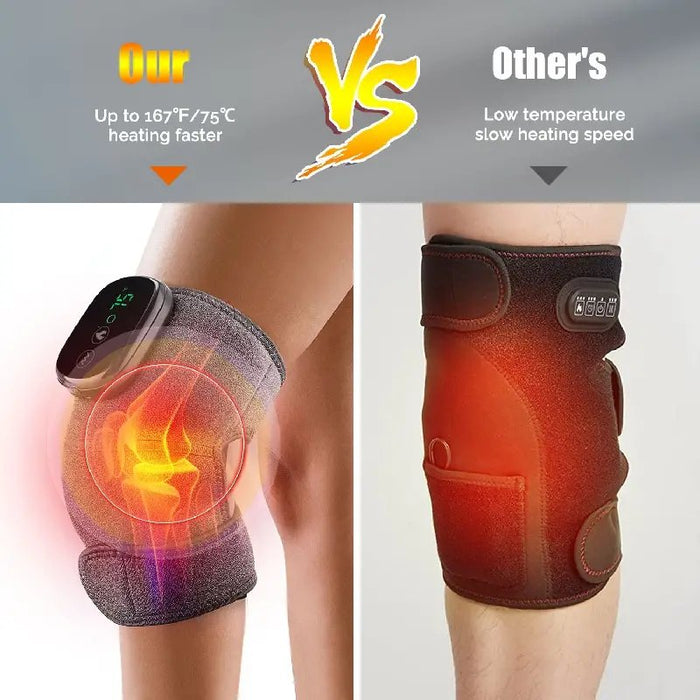 Electric Heating Knee Massager - 3 in 1 with Vibration Cordless Rechargeable Heating Knee Warmers Wrap for Shoulder Elbow - Gear Elevation