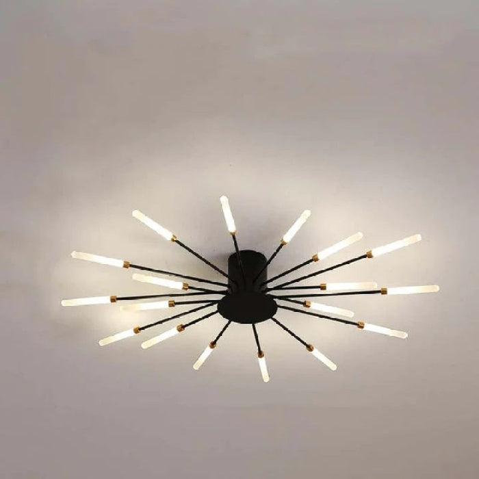 Firework Flush Ceiling Lamp LED with Center Light for Living Room, Sputnik, Flower Lighting Fixture - Gear Elevation
