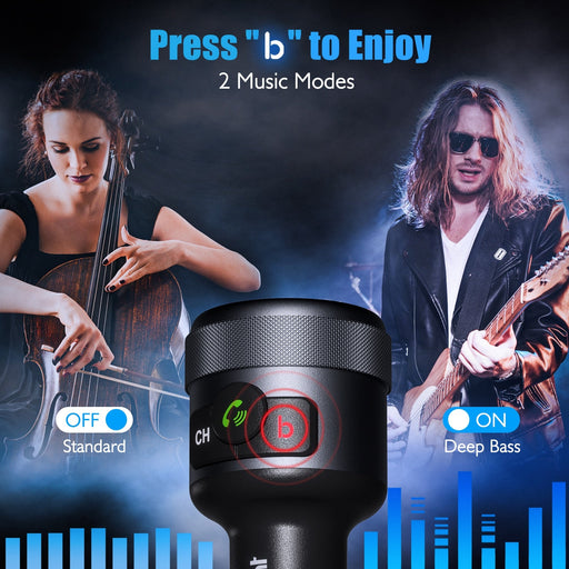 FM Transmitter Modulator Car Bluetooth - 5.1 with Type C PD 20W and QC3.0 18W Car Fast Charger - Gear Elevation