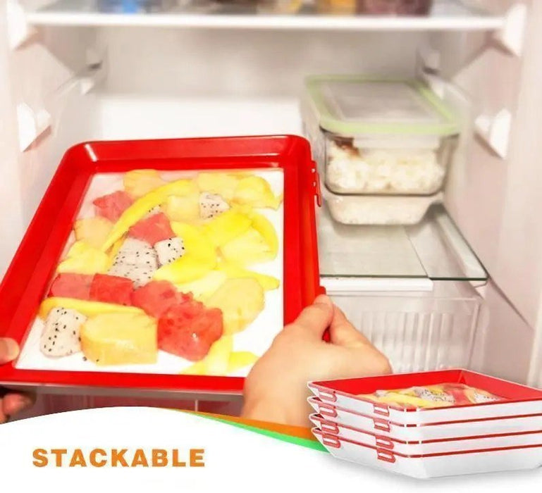 Food Preservation Tray - Stackable, Reusable Food Tray with Plastic Lid - Gear Elevation