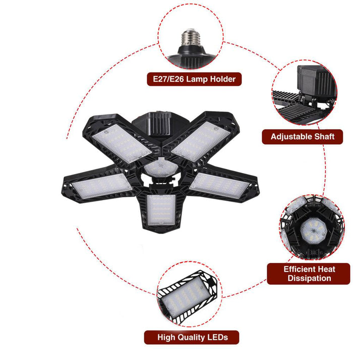 Garage Light with 5 Foldable Panels - Gear Elevation