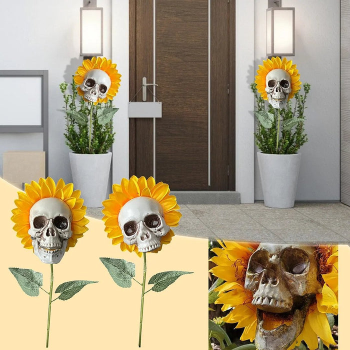 Halloween Decor Skull Sunflower - Outdoor Sunflower Decorative Stake - Gear Elevation