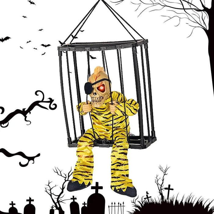 Halloween Decoration Prisoner Ghost In Cage - Hangable Talking Ghost - Gear Elevation