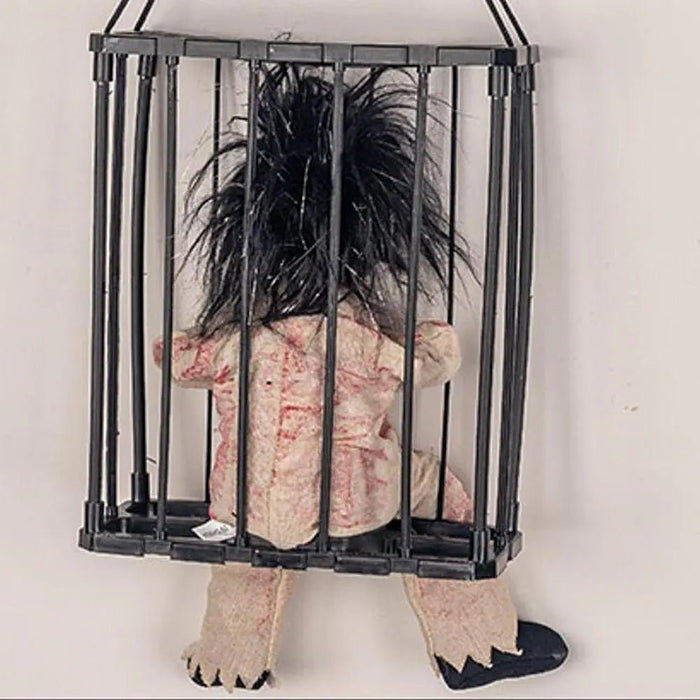 Halloween Decoration Prisoner Ghost In Cage - Hangable Talking Ghost - Gear Elevation