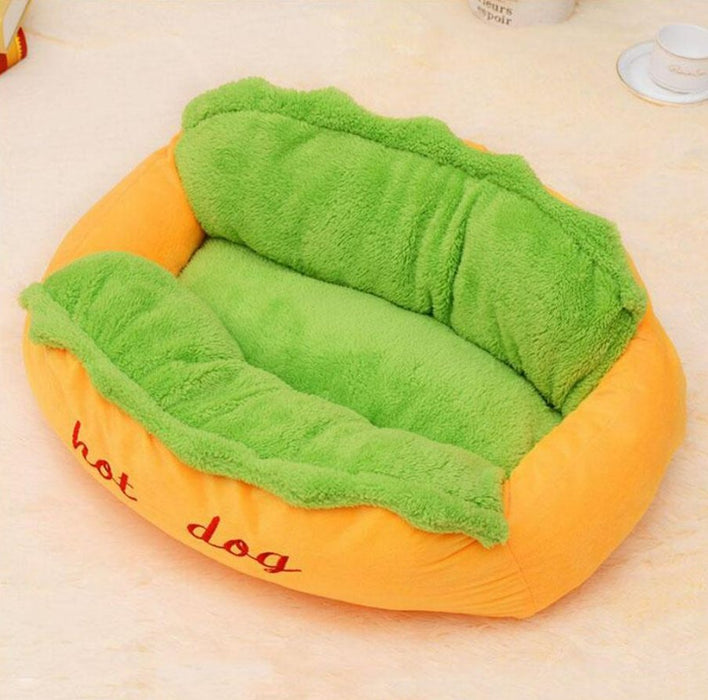 Hot Dog Pet Bed - Warm Hot Dog Bed Removable Soft Indoor Lounger for Small Large Dogs - Gear Elevation