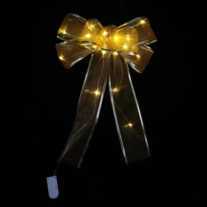 Large Printed Light Up Christmas Bow - Christmas Tree Hanging Decoration Light up Christmas Bows - Gear Elevation