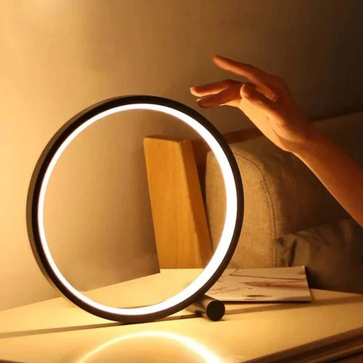 LED Touch Table Lamp - Modern Minimalist Round Table Lamp - Gear Elevation