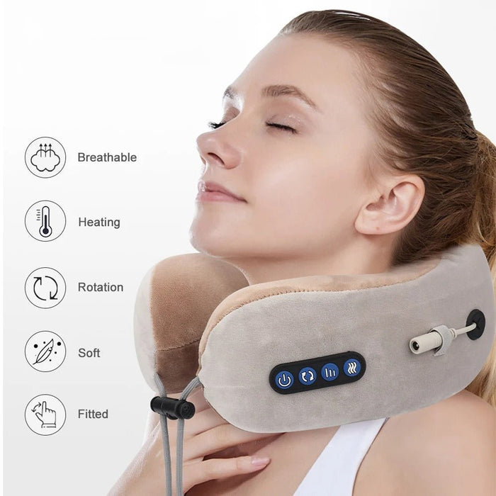 Massaging Neck Pillow - Pillow Portable Heated Massage Ideal for Travel, Relaxation and Office, U Shaped Pillow For Shoulder, Cervical Pain Relief Fatigue - Gear Elevation