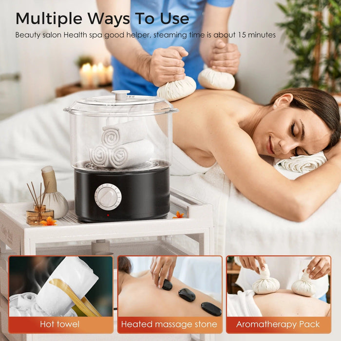Mini Electric Spa Towel Stone Warmer - Portable Towel Steamer with Fast Heating Technology - Gear Elevation