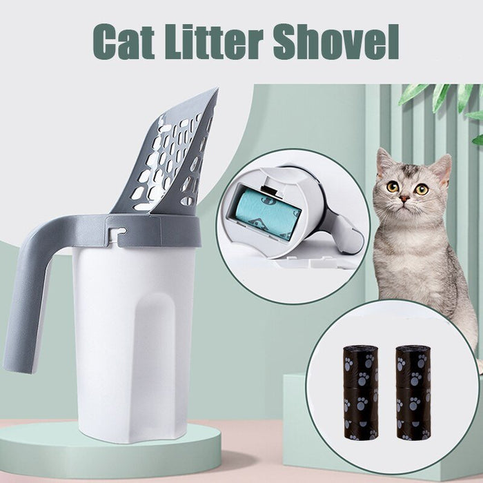 New Cat Litter Shovel, Pet Litter Sifter, Sand Cleaning Pet Scooper with Waste Container - Gear Elevation