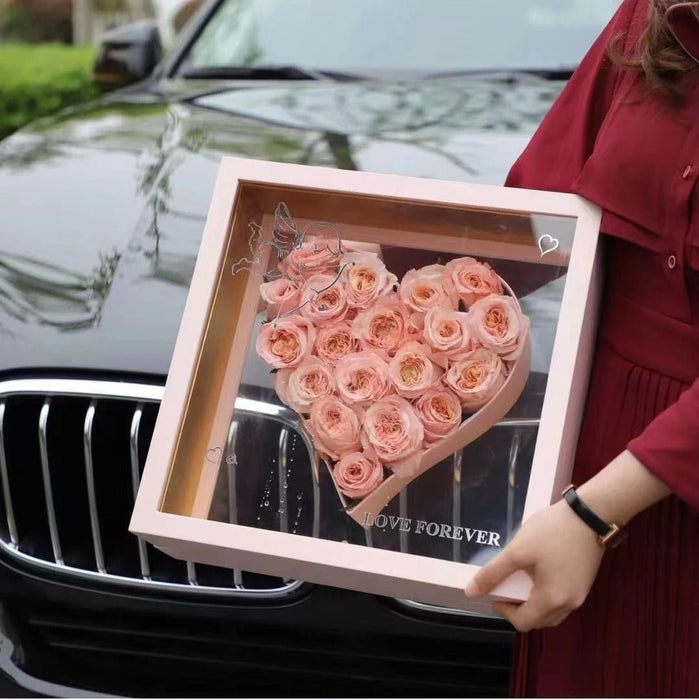Pack My Heart - Transparent Window Designer Love Heart Shaped Flower Gift - Gear Elevation